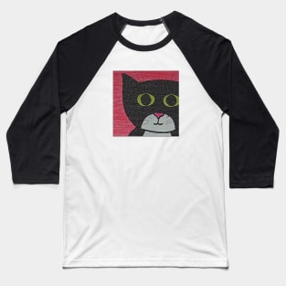 Whimsically Cute Cat Portrait Baseball T-Shirt